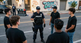Four arrested and officer hurt in violent disorder